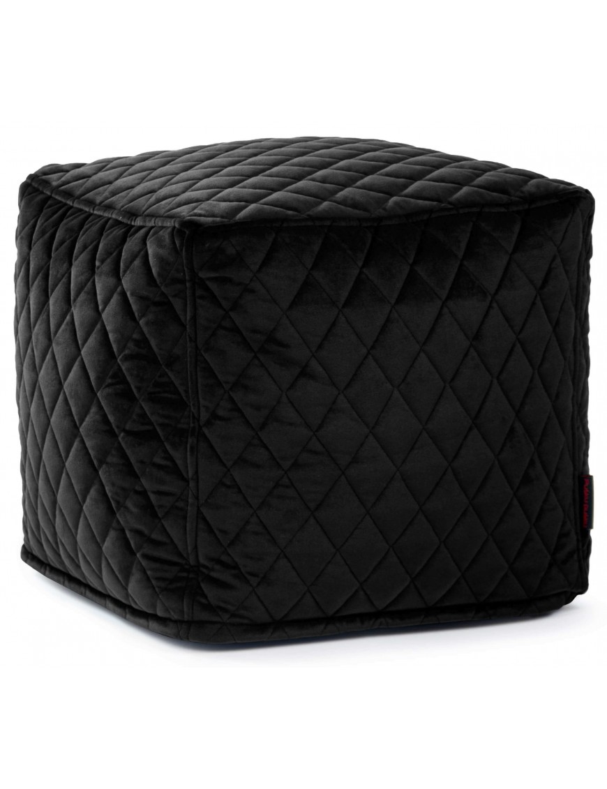Pouf cube velours matelassé - 615 g/m² - 4 coloris