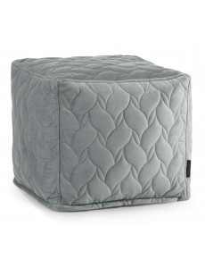 Pouf cube velours matelassé - 615 g/m² - 4 coloris - motif floral