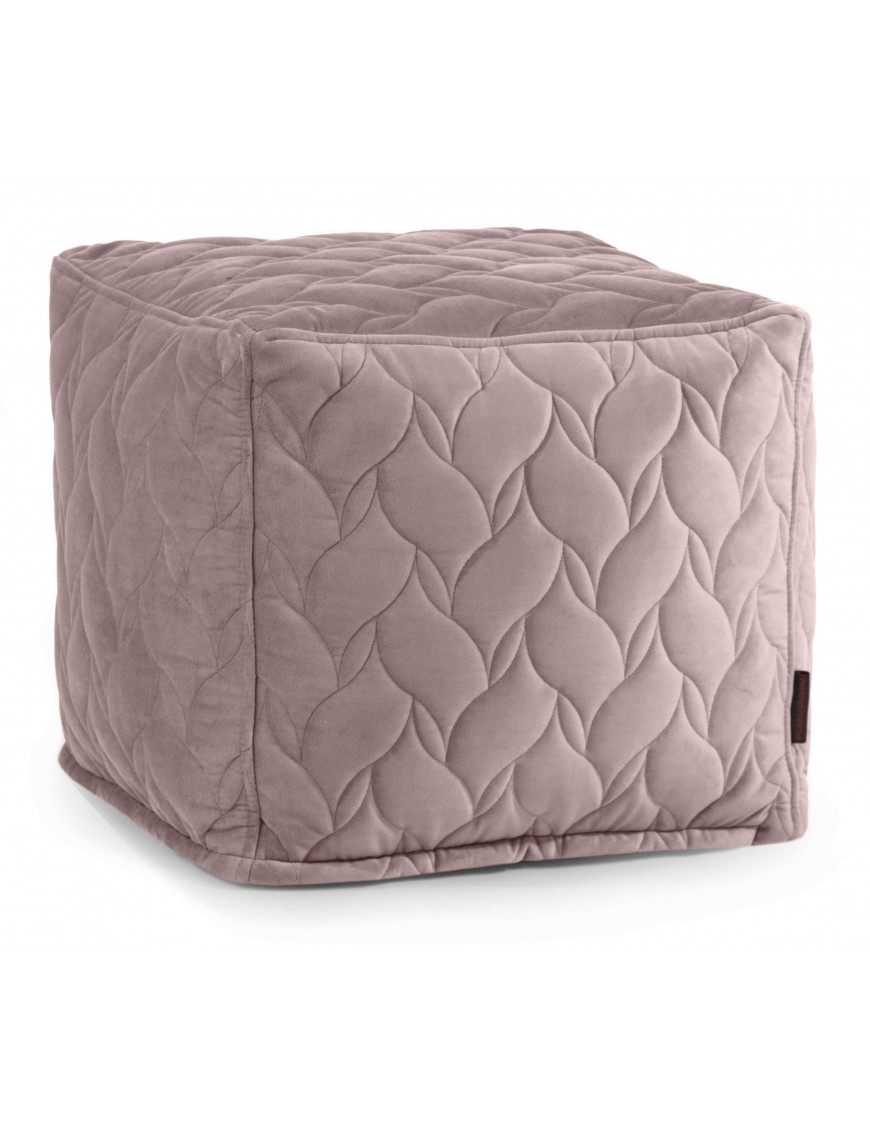 Pouf cube velours matelassé - 615 g/m² - 4 coloris - motif floral