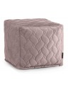 Pouf cube velours matelassé - 615 g/m² - 4 coloris - motif floral