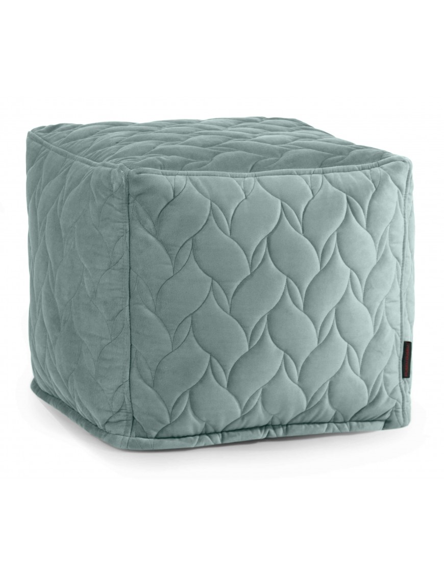Pouf cube velours matelassé - 615 g/m² - 4 coloris - motif floral