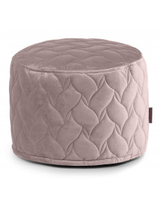 Pouf rond velours matelassé - 615 g/m² - 4 coloris - motif floral