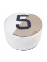 Pouf en voile bateau et lin - N°5 - 54 x 26cm