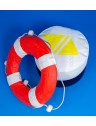 Pouf voile bateau - bouée jaune - D40 x H27cm