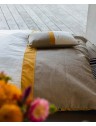 Pouf XXL voile bateau, lin et cuir - 140cm