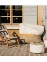 Pouf XXL voile bateau, lin et cuir - 140cm