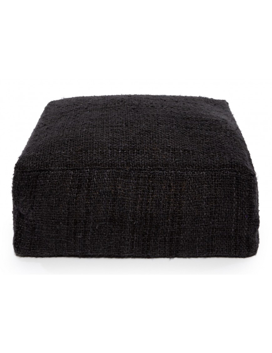 Pouf carré noir en coton - 60 x 60cm