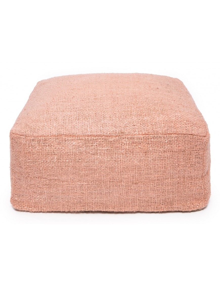 Pouf carré rose saumon en coton - 60 x 60cm