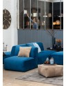 Pouf sur pieds en tissu bleu - 80x80x38 cm