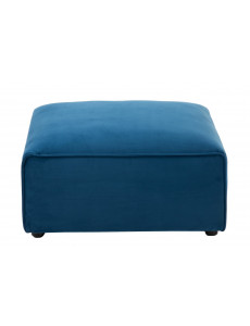 Pouf sur pieds en tissu bleu - 80x80x38 cm