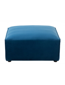 Pouf sur pieds en tissu bleu - 80x80x38 cm