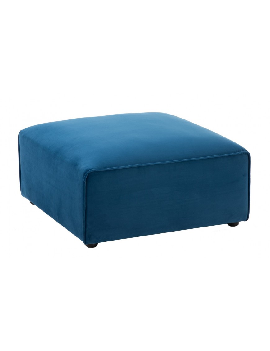Pouf sur pieds en tissu bleu - 80x80x38 cm