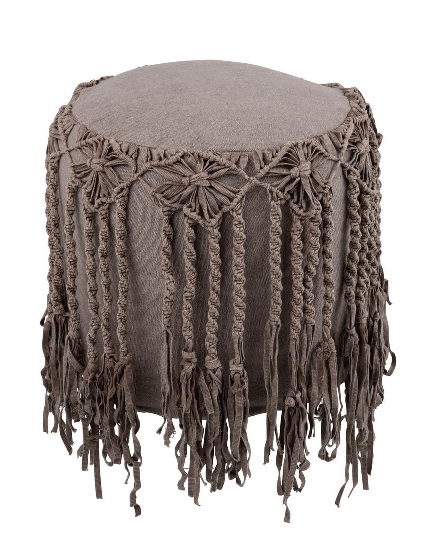 Pouf macramé - Taupe - D45 x H45 cm