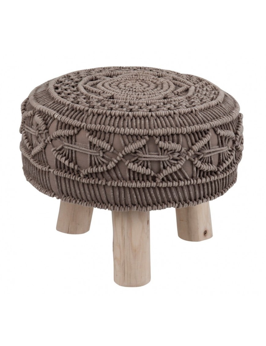 Pouf macramé sur pieds - D40 x H30 cm