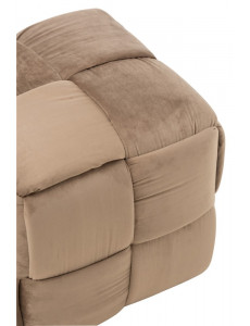 Pouf cube damier - Taupe - 42x42x40cm