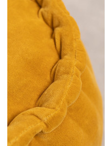 Pouf velours de coton - Jaune - D47 x H29cm