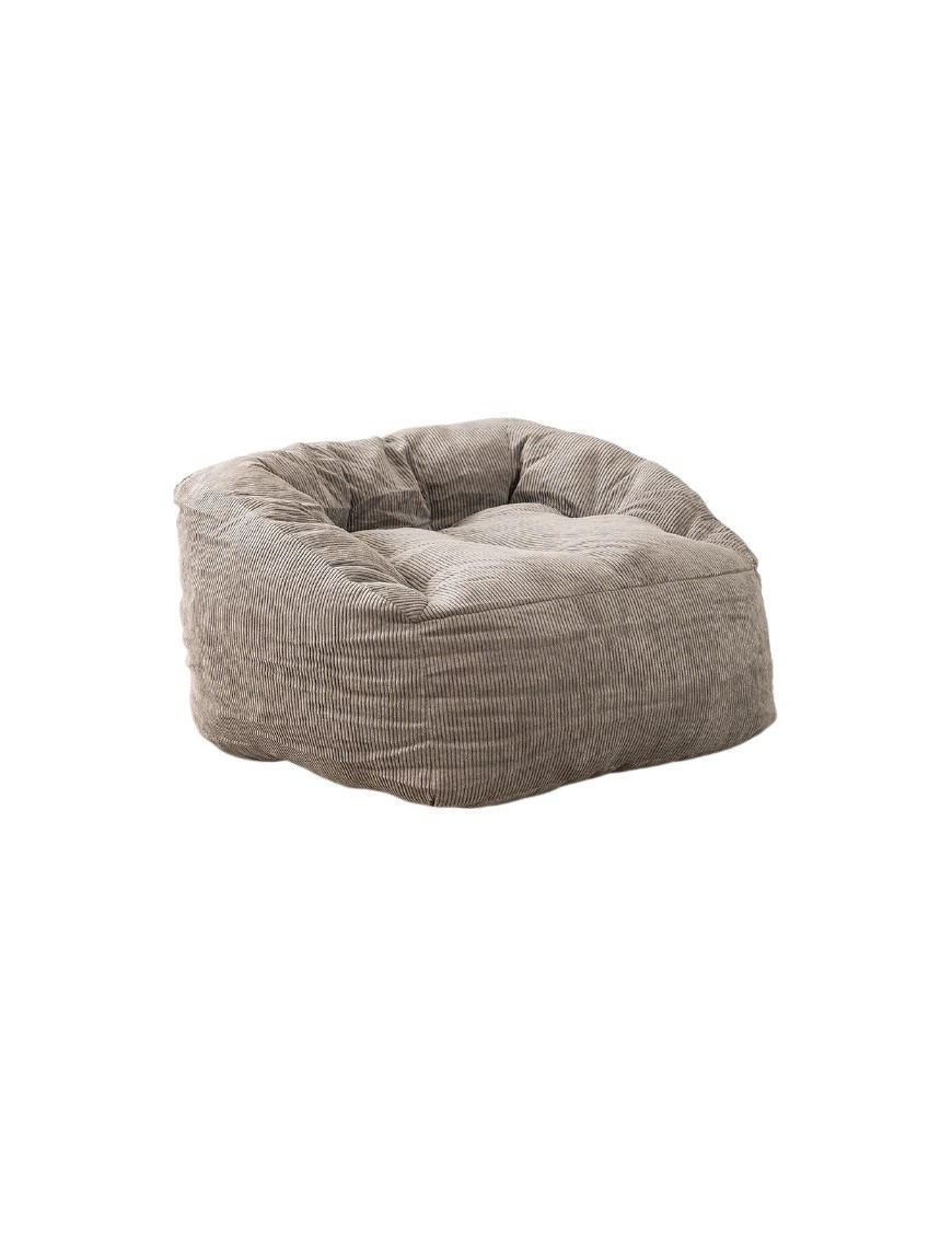 Pouf fauteuil velours côtelé gris - L68 x P64 x H42cm