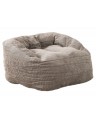Pouf fauteuil velours côtelé gris - L68 x P64 x H42cm