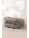 Pouf fauteuil velours côtelé gris - L68 x P64 x H42cm