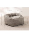 Pouf fauteuil velours côtelé gris - L68 x P64 x H42cm