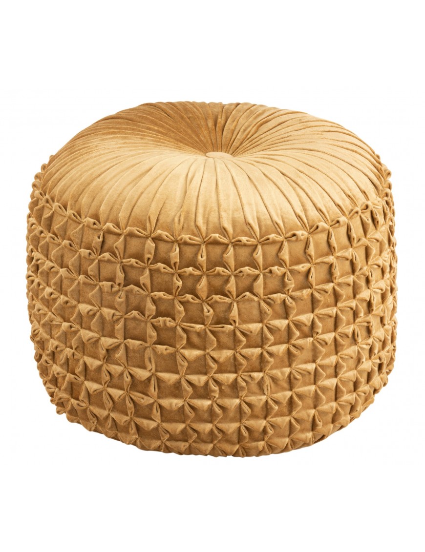 Pouf capitonné velours doré - D51 x H40cm