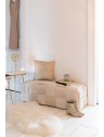 Pouf banquette damier beige - 120x42x38cm