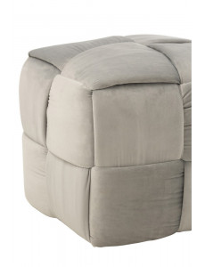 Pouf cube damier - Argent - 42x42x40cm