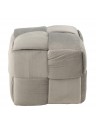 Pouf cube damier - Argent - 42x42x40cm