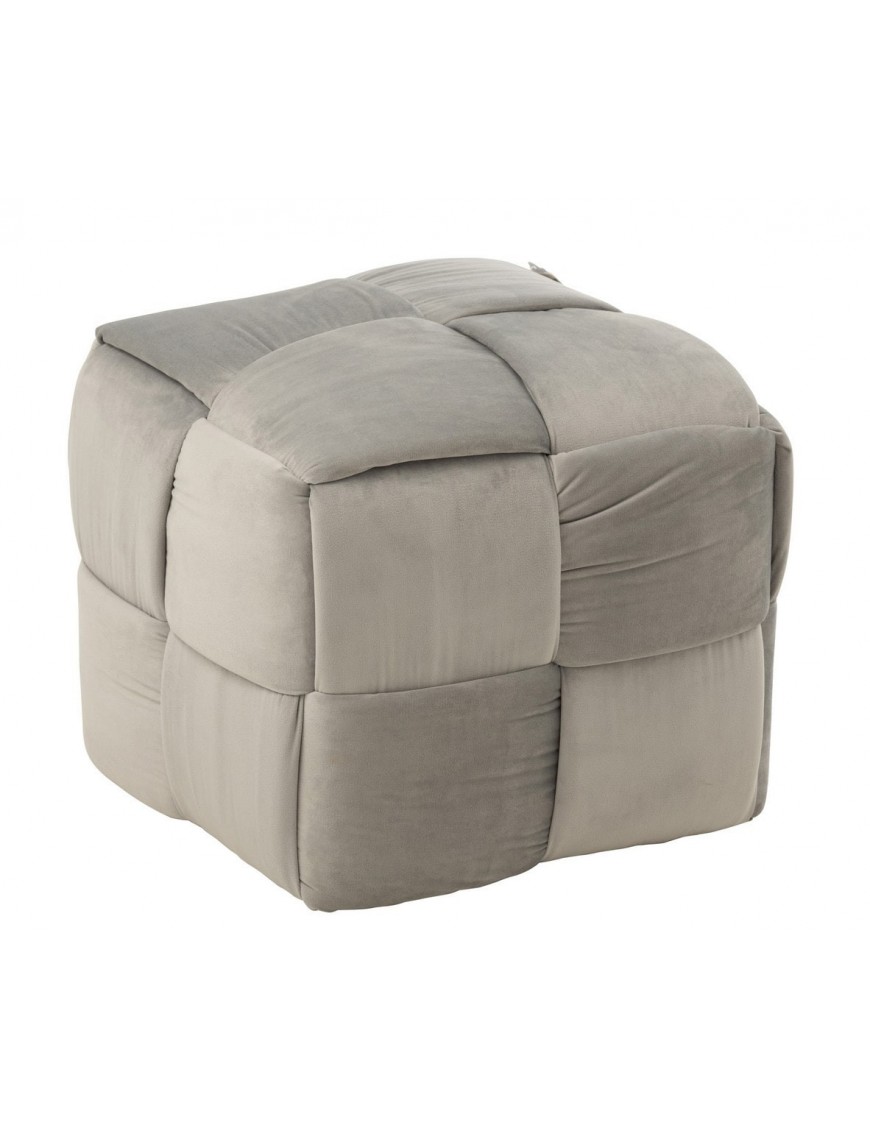 Pouf cube damier - Argent - 42x42x40cm