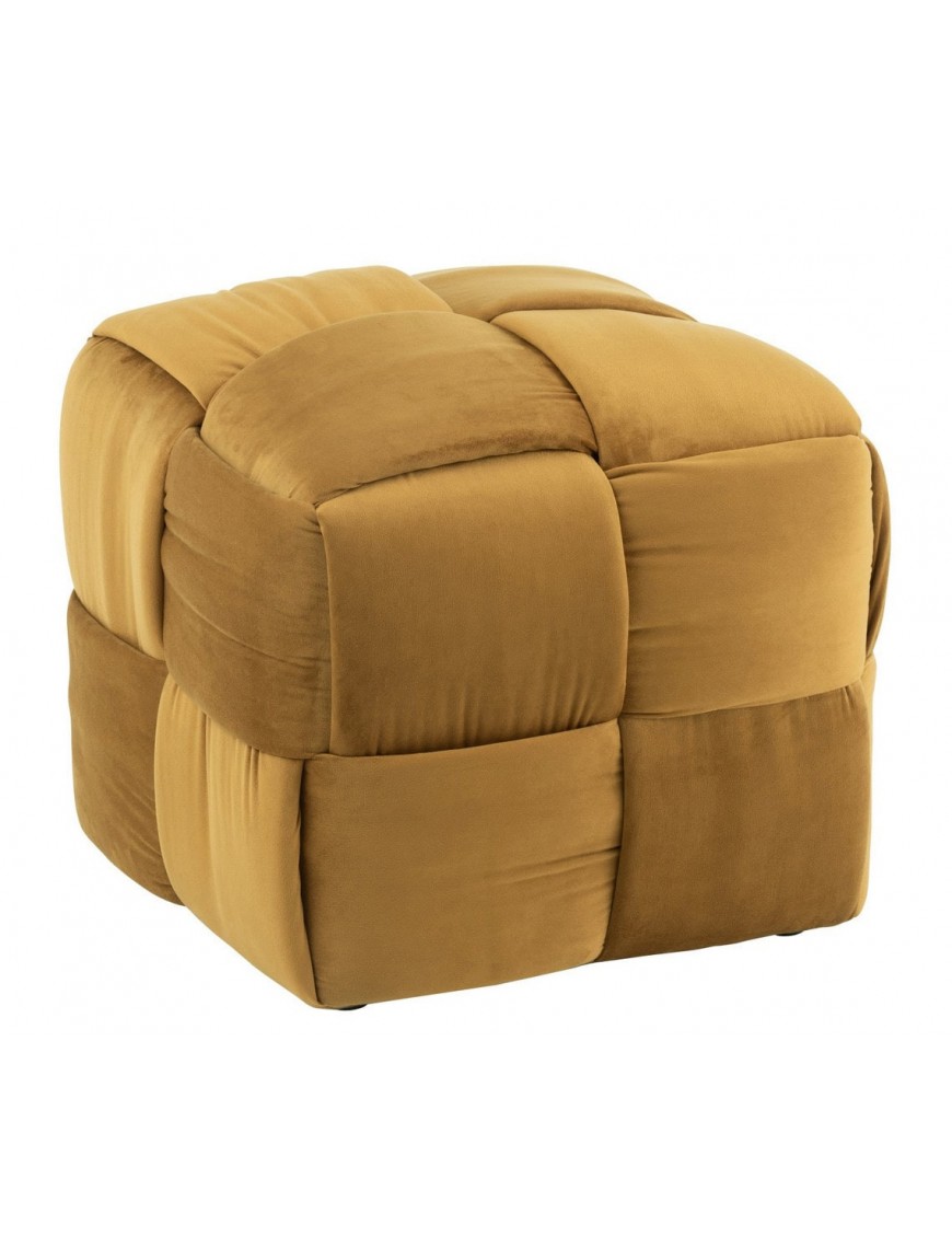 Pouf cube damier - Or - 42x42x40cm