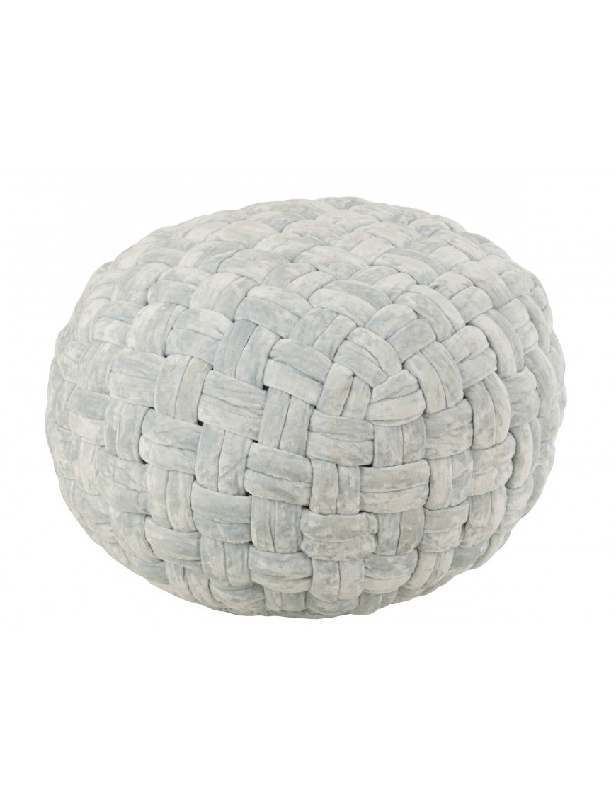 Pouf crocheté en viscose - Gris perle - D49 x H35