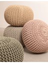 Pouf coton tricoté - Sable - D42 x H32cm