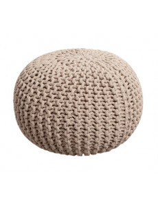 Pouf coton tricoté - Sable...