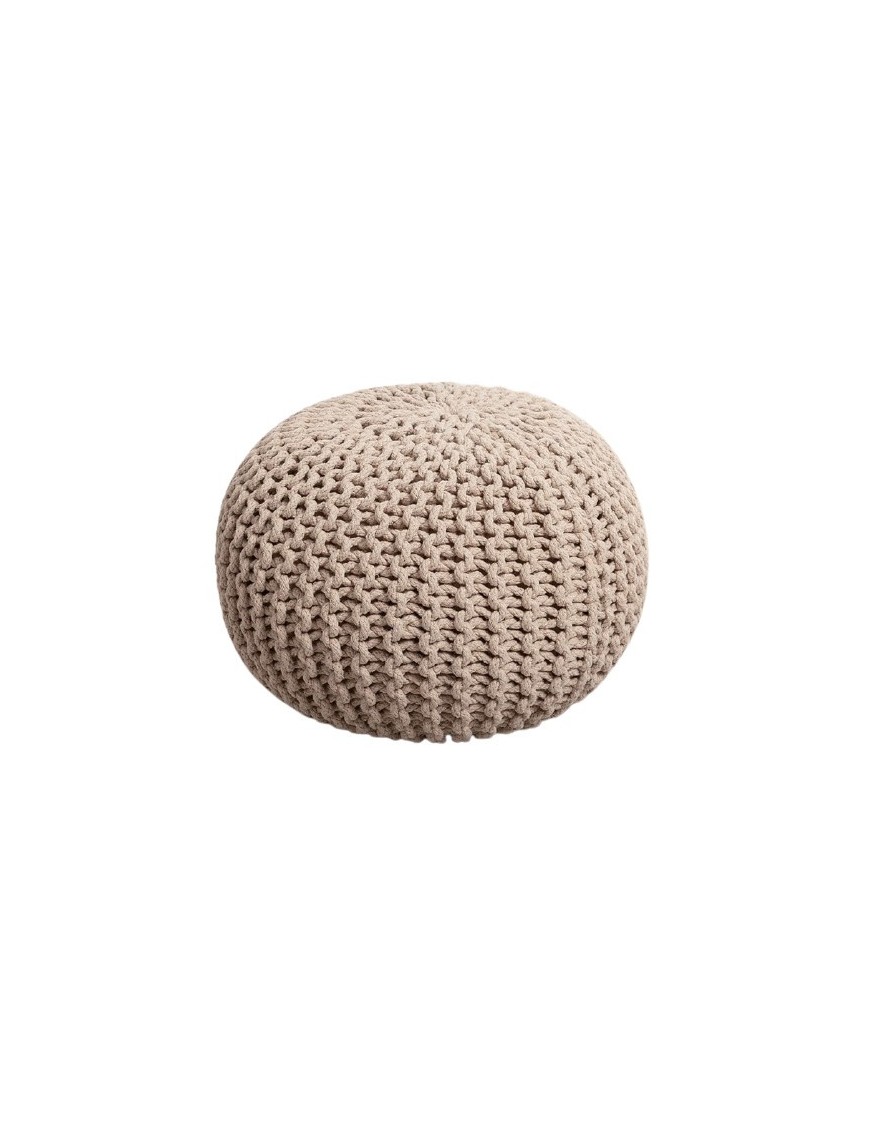Pouf coton tricoté - Sable - D42 x H32cm