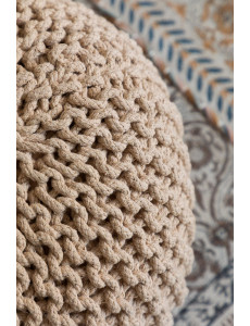 Pouf coton tricoté - Sable - D42 x H32cm