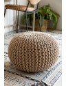 Pouf coton tricoté - Sable - D42 x H32cm