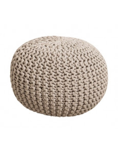 Pouf coton tricoté - Gris...