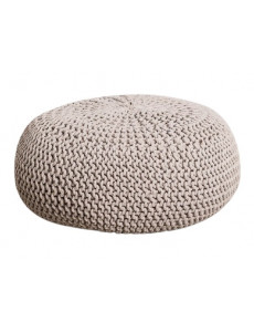 Pouf tricoté coton - Gris -...