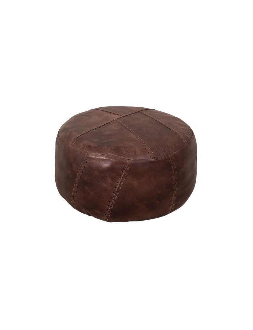 Pouf rond en cuir structuré - D51 x H28 cm