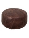 Pouf rond en cuir structuré - D51 x H28 cm