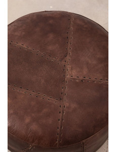 Pouf rond en cuir structuré - D51 x H28 cm