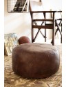 Pouf rond en cuir structuré - D51 x H28 cm