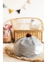 Pouf rond avec pompon - D45 x H25cm - 3 coloris