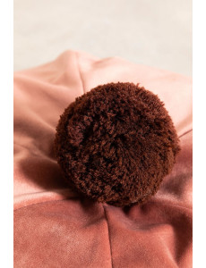 Pouf rond avec pompon - D45 x H25cm - 3 coloris