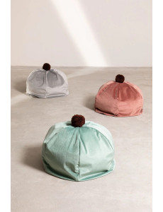 Pouf rond avec pompon - D45 x H25cm - 3 coloris
