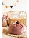 Pouf rond avec pompon - D45 x H25cm - 3 coloris