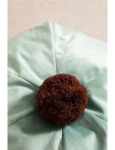 Pouf rond avec pompon - D45 x H25cm - 3 coloris