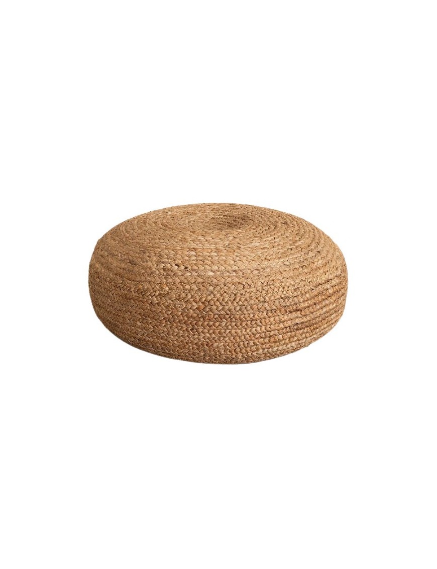 Pouf rond tressé en jute D40 x H40 cm