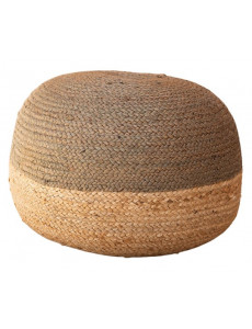 Pouf bicolore en jute - D48 x H33cm - 4 coloris