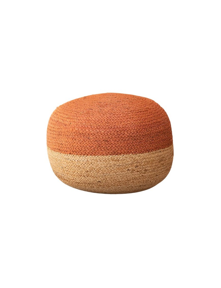 Pouf bicolore en jute - D48 x H33cm - 4 coloris
